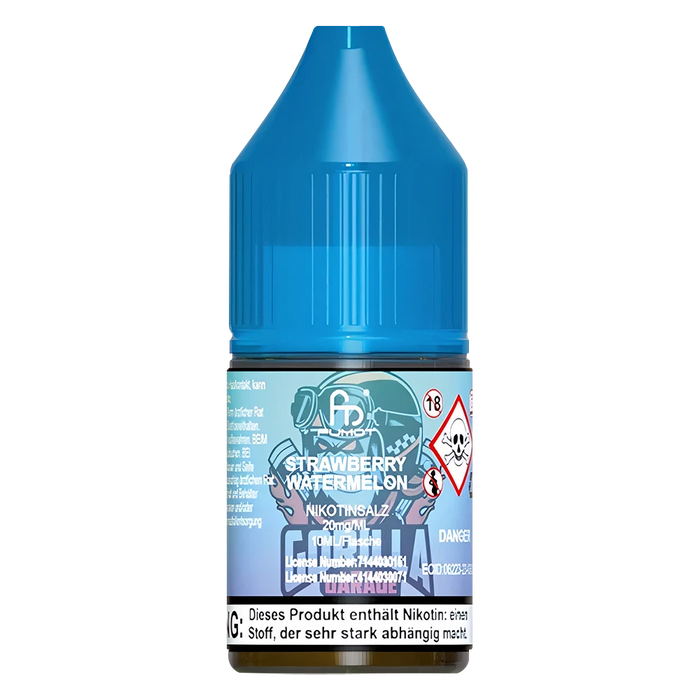 10ml bottle of R and M Tornado 7000 Nic Salt E-Liquid in Strawberry Watermelon flavor, formulated for smooth nicotine delivery, perfect for pod systems and mouth-to-lung vaping.