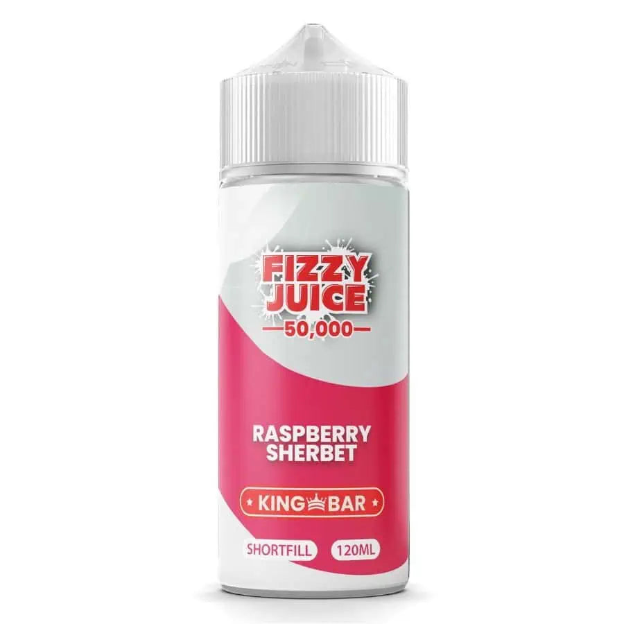 100ml shortfill bottle of Fizzy Juice 50000 E-Liquid in Raspberry Sherbet flavor, nicotine-free with space for nic shots, ideal for sub-ohm devices and cloud chasing.