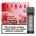 Load image into Gallery viewer, Elf Bar Elfa prefilled pod in Raspberry Watermelon flavor, blending tangy raspberries with sweet, juicy watermelon for a fruity and refreshing vape, designed for use with the Elf Bar Elfa device for a smooth vaping experience.
