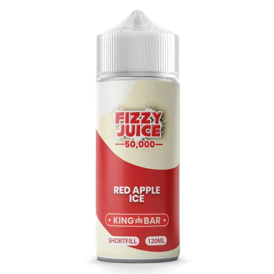 100ml shortfill bottle of Fizzy Juice 50000 E-Liquid in Red Apple Ice flavor, nicotine-free with space for nic shots, ideal for sub-ohm devices and cloud chasing.