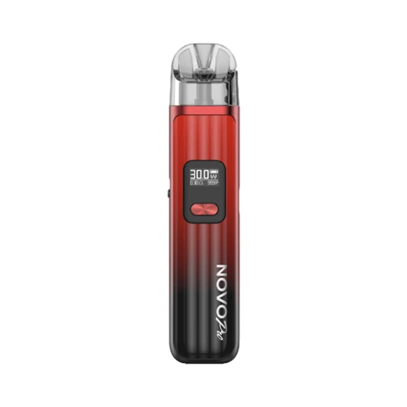 SMOK Novo Pro Pod Kit in Red Black – sleek and modern pod vape with a smart display screen, dual activation modes, and adjustable wattage for a customized vaping experience.
