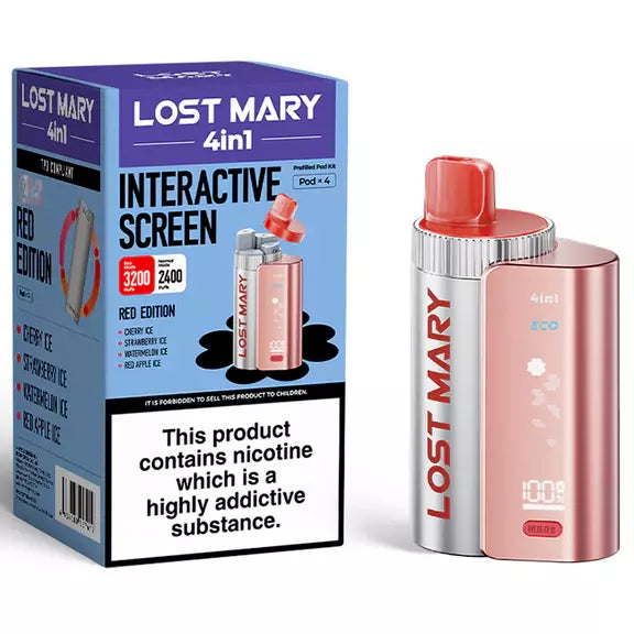 Lost Mary 4-in-1 Prefilled Pod Kit Red Edition – versatile vape device with four interchangeable flavors and sleek design