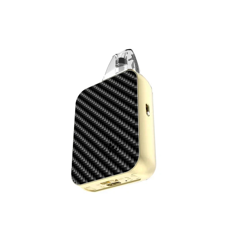 Leiom Alfa Smart Pod Vape Kit in Golden featuring Bluetooth connectivity, a 1500mAh battery and a 2.01-inch full colour TFT display.