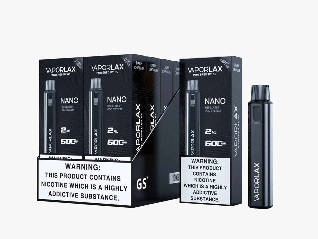 Vaporlax Nano Refillable Pod System Vape Kit 500mAh, Rechargeable, Reusable TPD