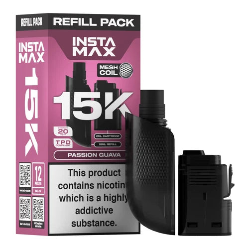 Insta Max 15K Prefilled Pods in Passion Guava flavour – long-lasting vape pods with bold flavours and smooth nicotine delivery