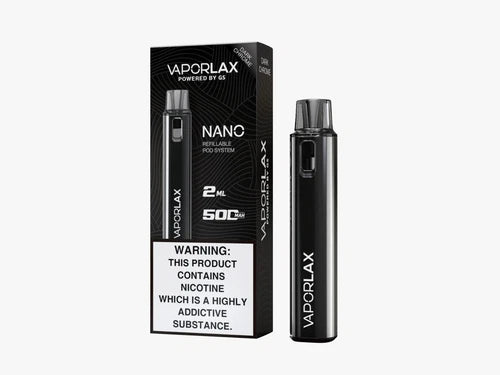 Vaporlax Nano Refillable Pod System Vape Kit 500mAh, Rechargeable, Reusable TPD