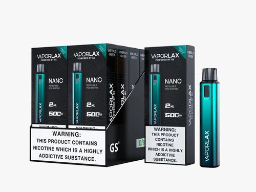 Vaporlax Nano Refillable Pod System Vape Kit 500mAh, Rechargeable, Reusable TPD