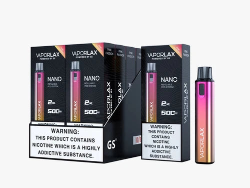 Vaporlax Nano Refillable Pod System Vape Kit 500mAh, Rechargeable, Reusable TPD