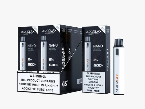 Vaporlax Nano Refillable Pod System Vape Kit 500mAh, Rechargeable, Reusable TPD