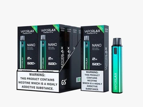 Vaporlax Nano Refillable Pod System Vape Kit 500mAh, Rechargeable, Reusable TPD