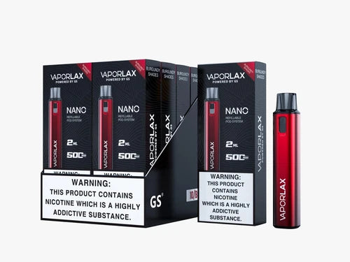 Vaporlax Nano Refillable Pod System Vape Kit 500mAh, Rechargeable, Reusable TPD
