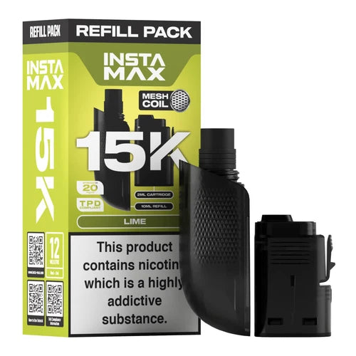 Insta Max 15K Prefilled Pods in Lime flavour – long-lasting vape pods with bold flavours and smooth nicotine delivery