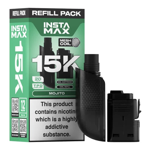 Insta Max 15K Prefilled Pods in Mojito flavour – long-lasting vape pods with bold flavours and smooth nicotine delivery