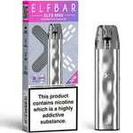 Load image into Gallery viewer, Elf Bar ELFX Mini Pod Kit in Silver  – ultra-compact vape device with a sleek design, smooth draw activation, and convenient portability.
