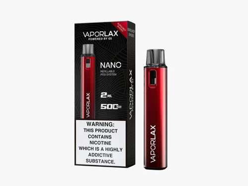 Vaporlax Nano Refillable Pod System Vape Kit 500mAh, Rechargeable, Reusable TPD