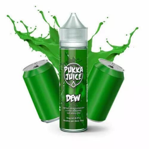 Pukka Juice Dew 50ml e-liquid with 0mg nicotine and 70/30 VG/PG ratio, offering a fruity tropical flavor blend.