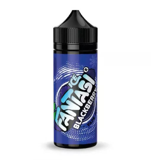 100ml shortfill bottle of Fantasi Premium E-Liquid in Blackberry Ice flavor, 70VG/30PG ratio for rich flavor and thick vapor clouds, nicotine-free with space for nic shots.