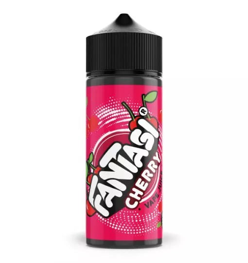 100ml shortfill bottle of Fantasi Premium E-Liquid in Cherry flavor, 70VG/30PG ratio for rich flavor and thick vapor clouds, nicotine-free with space for nic shots.
