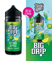 100ml shortfill bottle of Big Drip E-Liquid by Doozy Vape in Citrus Apple flavor, 70VG/30PG blend for smooth flavor and thick clouds, nicotine-free with space for nic shots.