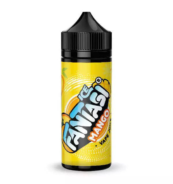 100ml shortfill bottle of Fantasi Premium E-Liquid in Mango Ice flavor, 70VG/30PG ratio for rich flavor and thick vapor clouds, nicotine-free with space for nic shots.
