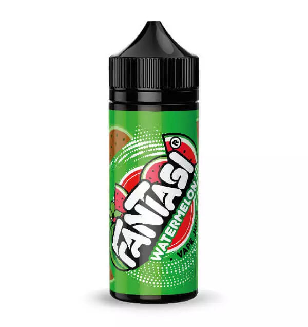 100ml shortfill bottle of Fantasi Premium E-Liquid in Watermelon flavor, 70VG/30PG ratio for rich flavor and thick vapor clouds, nicotine-free with space for nic shots.