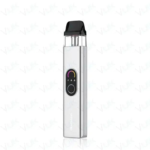 Vaporesso XROS 4 Pod Kit in Silver – sleek and compact vape device with precise airflow control, fast charging.