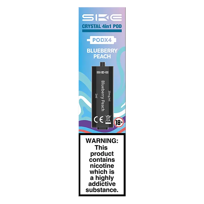 Blueberry Peach SKE Crystal 4 in 1 Prefilled Pods – premium vape pods with multiple flavour options and smooth performance