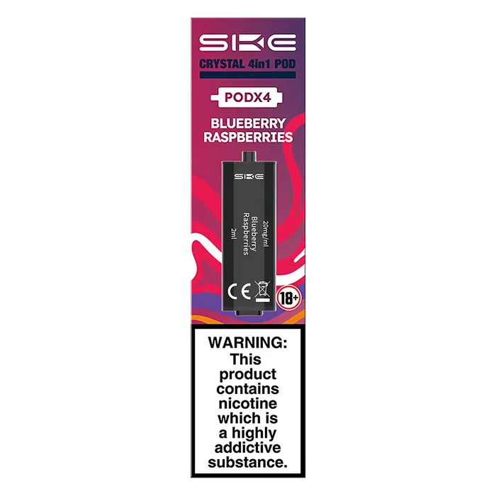 Blueberry Raspberries SKE Crystal 4 in 1 Prefilled Pods – premium vape pods with multiple flavour options and smooth performance