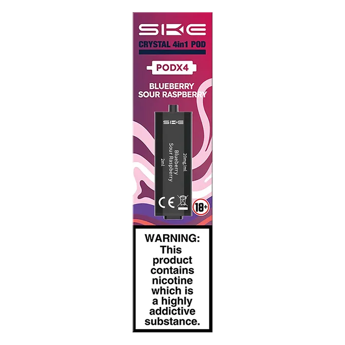 Blueberry Sour Raspberry SKE Crystal 4 in 1 Prefilled Pods – premium vape pods with multiple flavour options and smooth performance