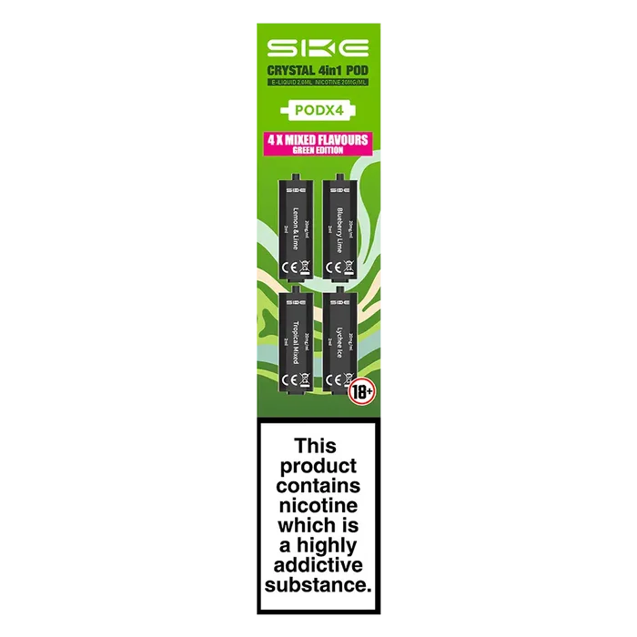 Green Edition SKE Crystal 4 in 1 Prefilled Pods – premium vape pods with multiple flavour options and smooth performance