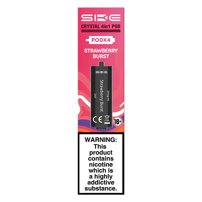 Strawberry Burst SKE Crystal 4 in 1 Prefilled Pods – premium vape pods with multiple flavour options and smooth performance