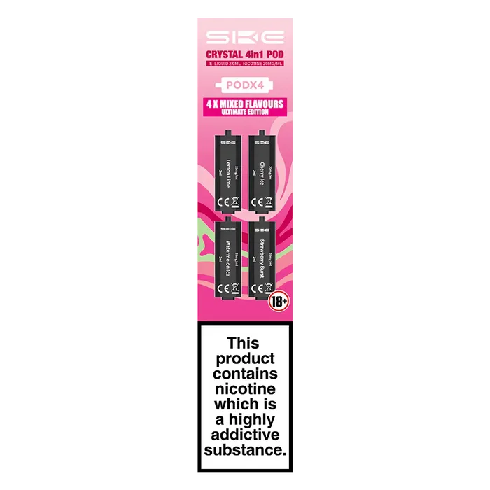 Ultimate Edition SKE Crystal 4 in 1 Prefilled Pods – premium vape pods with multiple flavour options and smooth performance