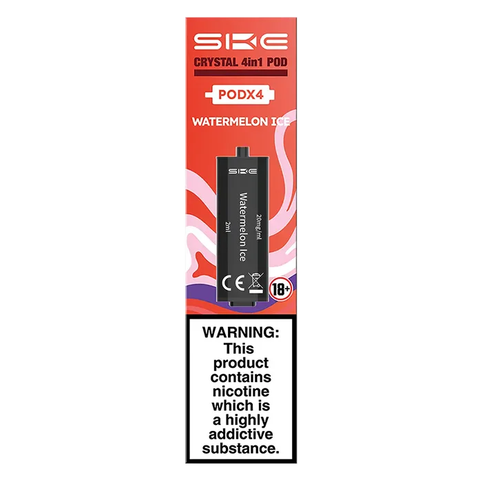 Watermelon Ice SKE Crystal 4 in 1 Prefilled Pods – premium vape pods with multiple flavour options and smooth performance