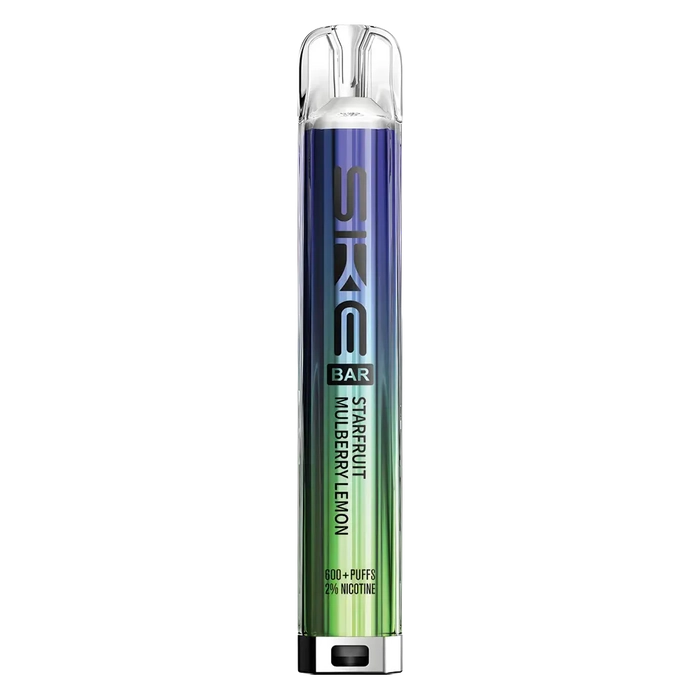 SKE Crystal Bar 600 Prefilled Pod Kit in Starfruit Mulberry Lemon – Rechargeable 20mg MTL Vape Pod System