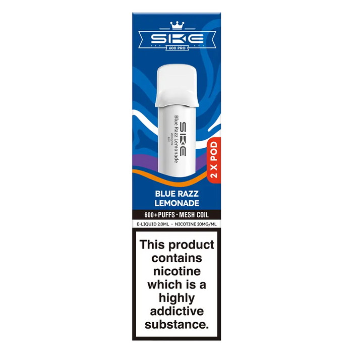 SKE Crystal Bar 600 Pro Prefilled Pods in Blue Razz Lemonade  flavor – sleek vape device with up to 600 puffs.