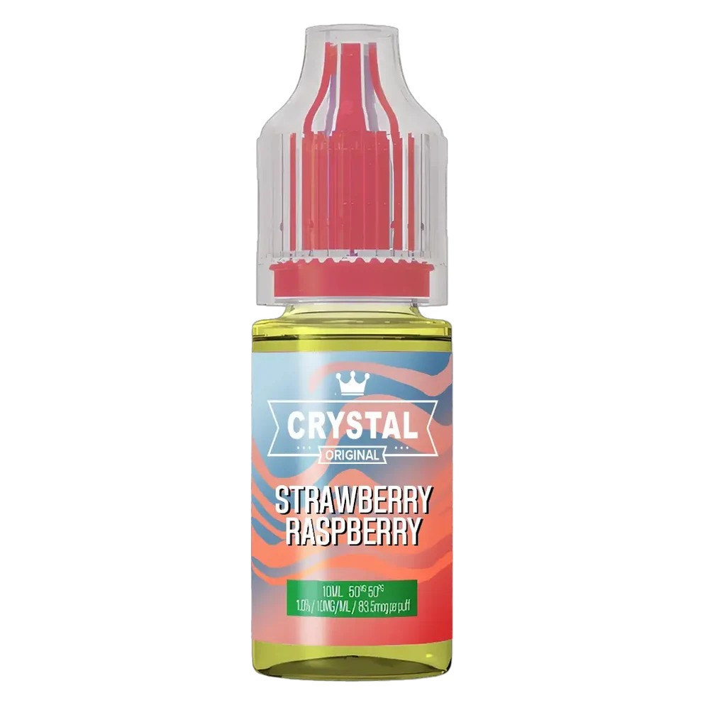 SKE Crystal Nic Salt 10ml E-Liquid in strawberry raspberry flavor, available in 10mg or 20mg strength with a 50/50 VG/PG ratio.
