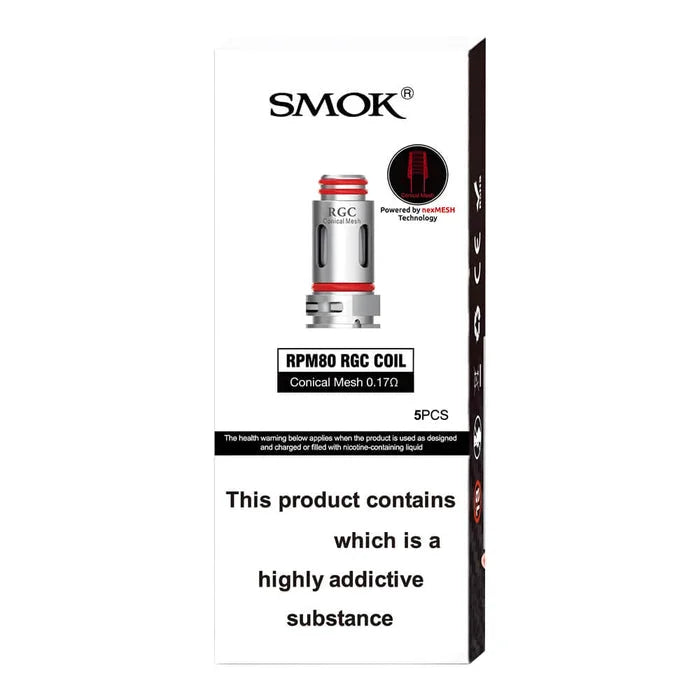Smok RGC Conical Mesh Coils 0.17Ω – replacement coils designed for the Smok RPM 80 kit, delivering enhanced flavour and vapor production