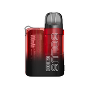 SMOK Solus G-Box Vape Kit in Transparent Red – ultra-lightweight pod system with a clear, see-through body design, built-in 700mAh battery, draw-activated firing, and compatibility with Solus pods for smooth MTL vaping.