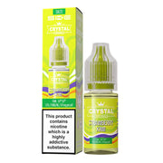 A 10ml bottle of SKE Crystal Strawberry Kiwi e-liquid next to its packaging, which also displays the product name and nicotine content.