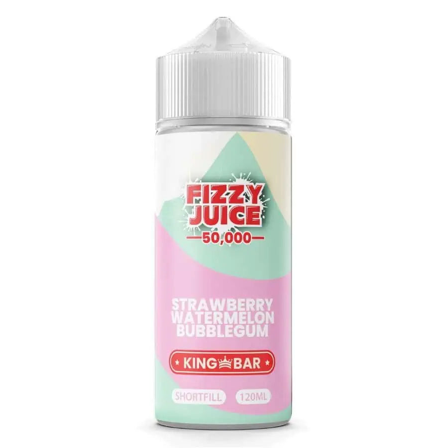 100ml shortfill bottle of Fizzy Juice 50000 E-Liquid in Strawberry Watermelon Bubblegum flavor, nicotine-free with space for nic shots, ideal for sub-ohm devices and cloud chasing.