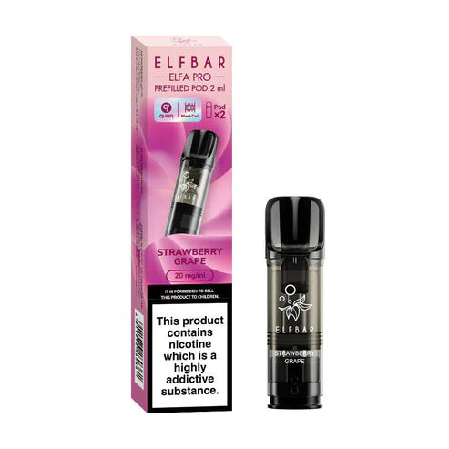 Elf Bar Elfa PRO Prefilled Pods Strawberry Grape – smooth, flavourful vape refills designed for the Elfa PRO device