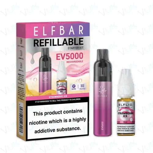 ELF Bar EV5000 Disposable Vape Kit in Strawberry Ice flavor – compact disposable vape with up to 5,000 puffs