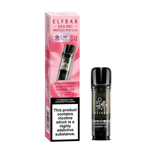 Elf Bar Elfa PRO Prefilled Pods Strawberry Raspberry Cherry Ice – smooth, flavourful vape refills designed for the Elfa PRO device