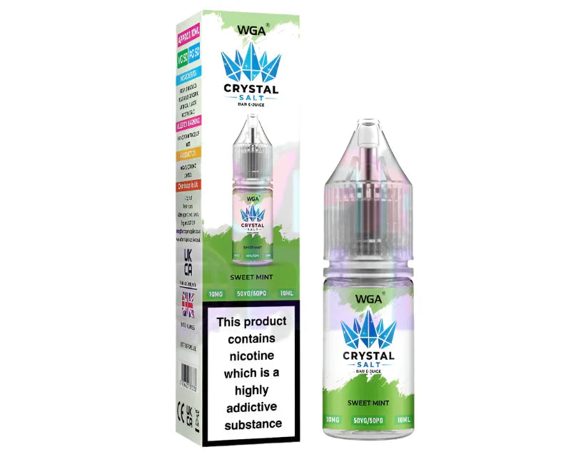 Sweet Mint WGA Crystal Salt Bar 10ml nic salt e-juice bottle for smooth MTL vaping