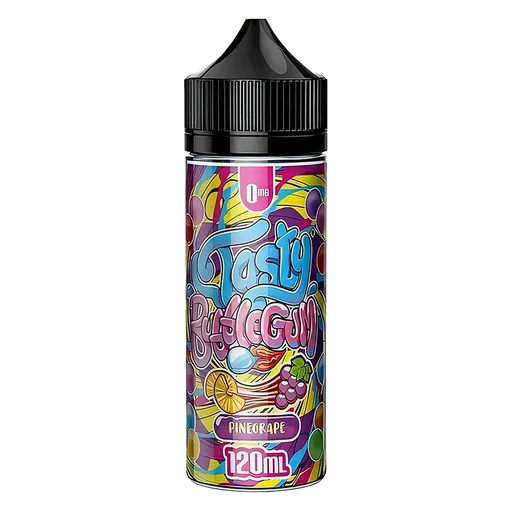 Tasty Fruity Premium E-Liquid 100ml Bubblegum Pinegrape – bold, juicy vape juice with vibrant fruit flavors and smooth 70/30 VG PG blend