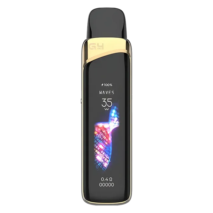 Uwell Caliburn G4 Pro Pod Kit in Desert Gold – advanced pod system with 1000mAh built-in battery, 2ml refillable pods, OLED display, and airflow control for MTL and RDTL vaping.