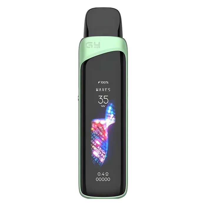Uwell Caliburn G4 Pro Pod Kit in Light Green – advanced pod system with 1000mAh built-in battery, 2ml refillable pods, OLED display, and airflow control for MTL and RDTL vaping.