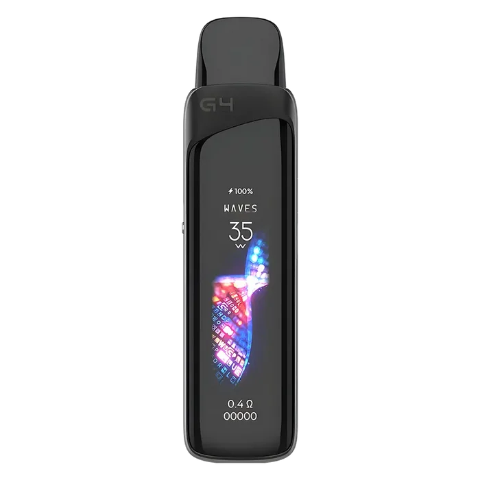 Uwell Caliburn G4 Pro Pod Kit in Stripe Black – advanced pod system with 1000mAh built-in battery, 2ml refillable pods, OLED display, and airflow control for MTL and RDTL vaping.