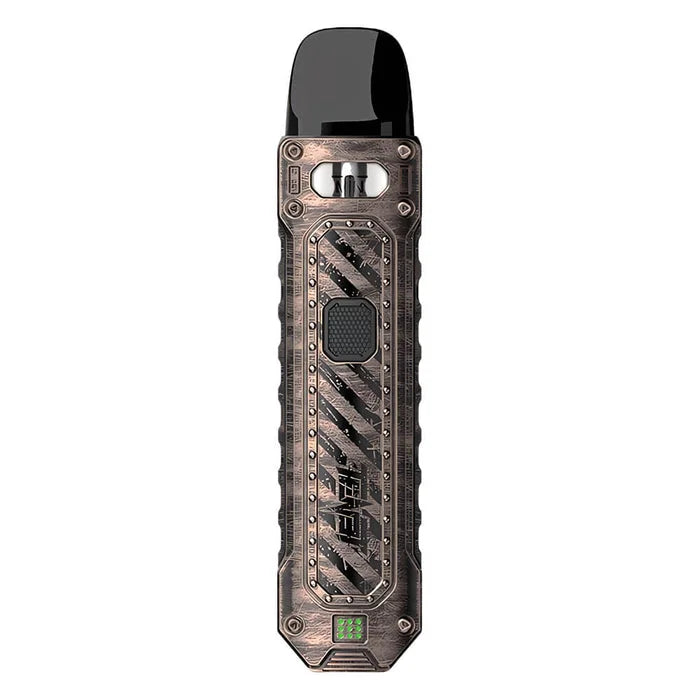 Uwell Caliburn Tenet Pod Kit in Copper Red – rugged and industrial-style pod system with a matte black finish.