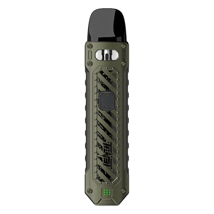 Uwell Caliburn Tenet Pod Kit in Olive Green – rugged and industrial-style pod system with a matte black finish.
